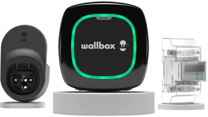 Wallbox Kit Pulsar Plus (Caricabatteria per veicoli elettrici, misuratore di potenza e cavo dock) 22 kW, 5 m, T2 Nero