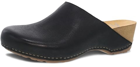 Dansko Talulah Stylish Mule Clog for Women - Cushioned PU Footbed and Arch Support for All-Day Comfort - Leather Uppers for Long-Lasting Wear Black Milled Burnished 6.5-7 M US