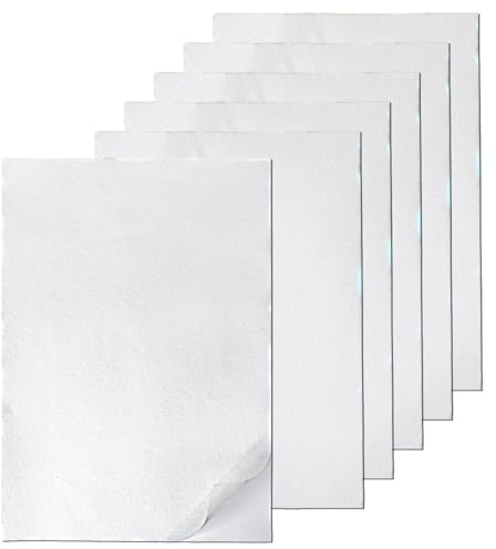 DGQ Self Adhesive Wash Away Stabilizer A4 Size 6 Sheets Fabric-Like Blank Printable Water Soluble Stabilizer for Embroidery Hand Sewing Stabilizers