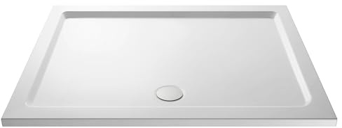 Balterley 1700 x 900 mm Rectangular Shower Tray, Slimline Shower Trays, Durable Stone Resin Base Trays for Bathroom Enclosure Cubicle, Central Waste Rectangular Tray for Wetroom Showers (White)