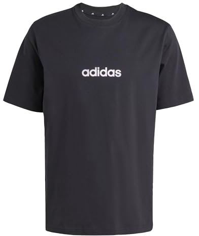 adidas Herren Essentials LINEAR Single Jersey Tee, Black/White, L