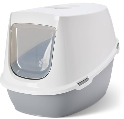 Bandeja de arena XXL para gatos Robin Jumbo, color blanco y gris, especial para razas grandes de gatos