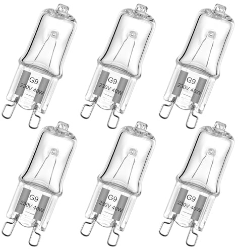EKSAVE Backofenlampe G9 Halogenlampe 25W 230V Oven Lampe Für Backofen- und Mikrowellenanwendungen 300 Grad C Hitzebeständige Glühbirnen 6 Stück