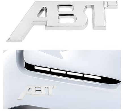 CGEAMDY Pegatinas para Coches, Emblema Coche Metal, Emblema Tronco Logo Insignia Decoración Calcomanía Adecuado para Mayoría Los Automóviles, 3D ABT Logo Coche Pegatina Decoración(Plata)