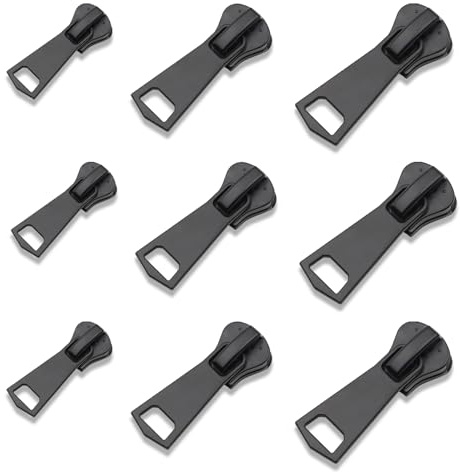Tirante per Cerniera Lampo in Metallo, Glvomazty 9 Pezzi Zipper Pull Replacement Cursori, Bloccabile, Per Cerniere Lampo per Giacche, Borse, Valigie