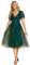 Ever-Pretty Prom Dress Leaf Sequin Short Sleeve Tulle Midi Wedding Guest Dress Dark Green 16UK