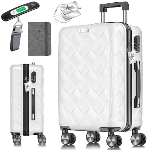 KESSER® Valigia da viaggio in ABS rigida con serratura a combinazione, bilancia e portafoglio, ruote a 360°, valigetta per business, trolley con asta telescopica e maniglia