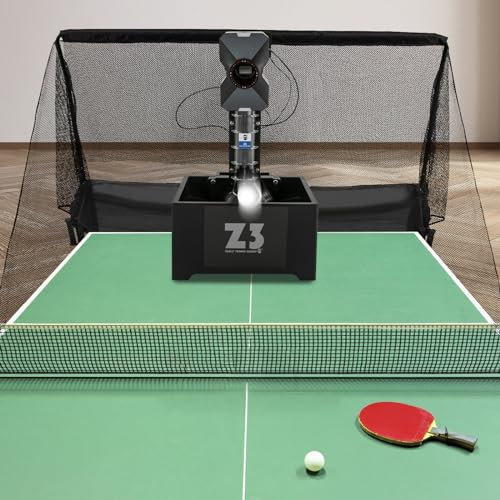 SanBouSi 100 Bälle Automatische Tischtennis Ballmaschine Ballwurfmaschine mit Netz, Tischtennis-Roboter Mehrere Serviermodi und Einziehbare Ball-Picker für Selbsttraining