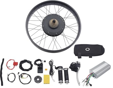 Gqouur Kit de conversion de vélo Fat-Bike 26 1500 W 48 V sans balais - 35 A - IP54 - Kit de conversion de vélo électrique avec affichage LCD - Moyeu arrière
