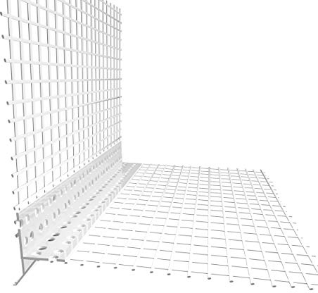 doitBau Profilo antigoccia, angolo di protezione angolare in PVC, rete di rinforzo, bordo antigoccia, 125 x 125 mm, gambe di 2 m, 25 aste, 50 m, set per isolamento facciate WDVS, balcone, parte
