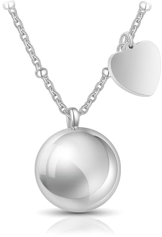 SAGA GIOIELLI - Collana Chiama Angeli Gravidanza Lunga con Ciondolo Richiamo Degli Angeli Gravidanza, Idee Regali per Donne Incinte come Porta Fortuna, Confezione Regalo (ARGENTATO SMALL 1,5 CM)