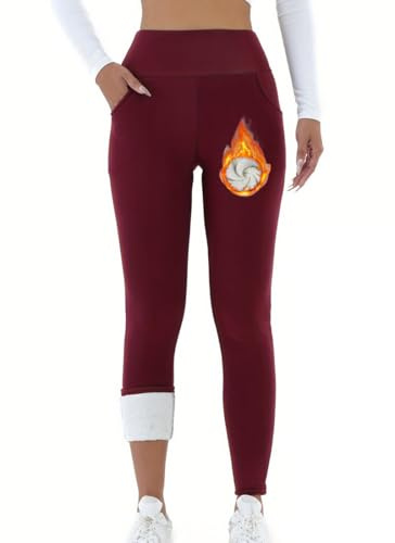 Leggings Termici Donna Palestra Pantaloni Sportivi Pantacollant Inverno Leggings Termici da Donna Foderati in Pile Ispessito Felpati Collant Caldi a Vita Alta per All'aperto