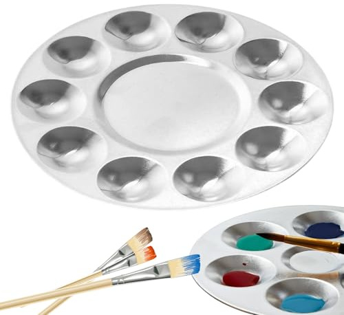 Paleta de pintura de 10 pozos, paleta de mezcla de pintura, bandeja de mezcla de pinturas de artista, paletas de aluminio, para manualidades, arte profesional, pintura al óleo y acuarela