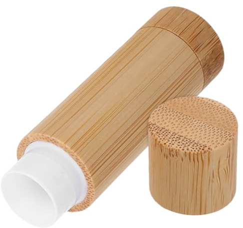 ABOOFAN Portarossetto in Bambù Naturale 5g, Tubetti Vuoti per Lucidalabbra e Balsamo Labbra, Contenitore Cosmetico Ecologico per Trucco e Cura Personale, per Viaggi e Ricarica Fai da Te