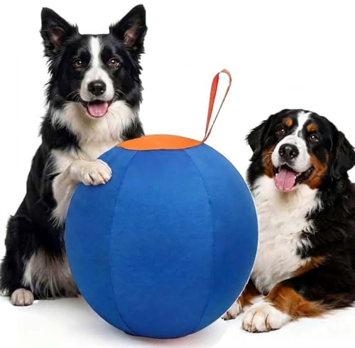 Herding Ball for Dogs, Navea Giant Ball with Straps, Large Inflatable Herding Balls for Border Collies, Tear-Resistant Cover and Pump Included for Large Breed Outdoor Play (25cm)