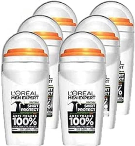 L'Oréal Men Expert – Deodorant für Herren, Anti-Traces, 48 Stunden Wirksamkeit – Shirt Protect – 6 x 50 ml