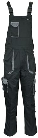Atomic Workwear Reinforced Multi-Pocket Dungarees Bib & Brace Overalls with Knee Pad Pockets – Heavy Duty Workwear for Builders, Tradesmen & Industrial Use