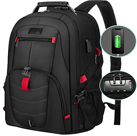 LOVEVOOK Sac à dos de voyage pour ordinateur portable avec serrure et 17 grands ordinateurs pour le travail, l'école, l'université | Sac à dos professionnel résistant à l'eau pour homme et femme avec système antivol, approuvé par la TSA