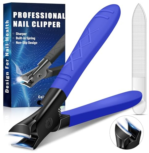 Nail Clippers for Thick Nails, Professional Nail Clippers, Senior Toenail Clippers Cutter, Nail Clipper for Men Women, Stainless Steel Fingernail Clipper, Wide Jaw Nail Clipper with Nail File