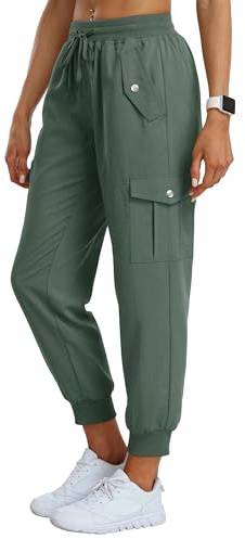 JINSHI Pantaloni Cargo Donna Leggeri Jogging Pantaloni Traspiranti Sport Casual Escursionismo Campeggio Trekking Pantaloni con Muti-Tasche
