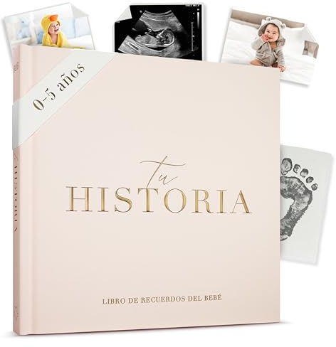 Libro dei ricordi del bambino - Nuovo album fotografico bambino - album di ritagli, diario e libro del bambino - regalo per baby shower - 132 pagine - foto 10 x 15 e 13 x 18 cm - crema