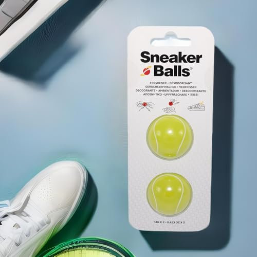 Sneaker Balls Déodorant & Boules Rafraîchissantes, Élimine les Odeurs de Chaussures/Sacs de Sport/Casiers, Diamètre 3,8 cm, Action Rotative Rapide, 90 Jours de Fraîcheur - Tennis