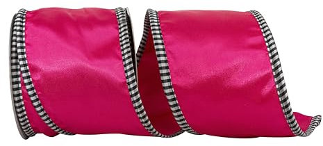 Reliant Ribbon Satinband mit Drahtrand, Gingham-Muster, Alpenveilchen