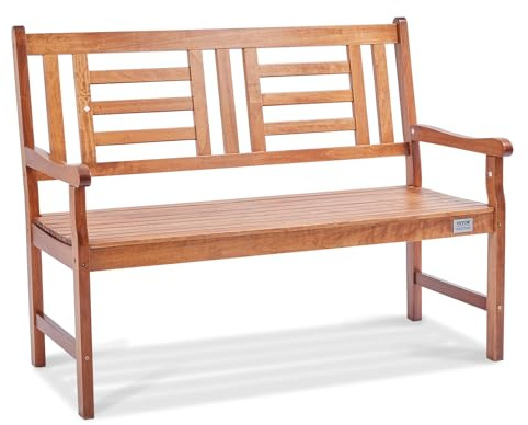 VEVOR Banco para exteriores – Banco de jardín de madera de 48 pulgadas con respaldo y reposabrazos, capacidad de 700 libras, perfecto para jardín, parque, patio y porche