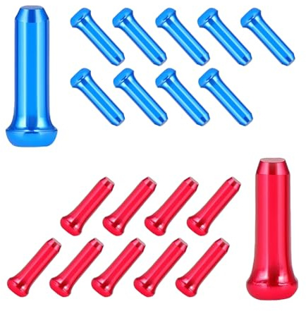 Qrity 20 Pièces Embouts de Câble de Vélo, Embouts De Câble De Frein, Vélo de Changement ​de Vitesse de Embouts de Câble, Bleu et Rouge