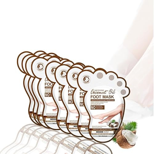 Lot de 8 masques adoucissants pour les pieds - Avec beurre de karité, huile de jojoba et vitamine E - Hydratant et anti-callosités - Nourrissant et brillant - Soulage les pieds secs
