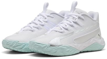 PUMA Zapatillas de Baloncesto Dagger 2 Mid Niños 37.5, White Silver Feather Gray Metallic