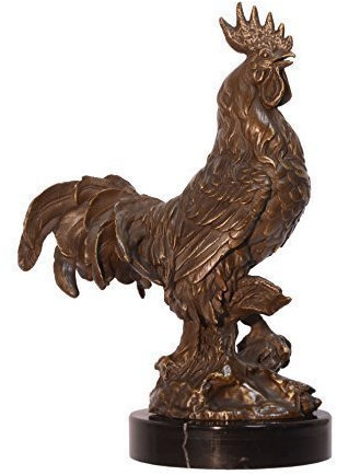 Figura in bronzo Statua In Bronzo Scultura Gallo Di Pollo Figura Vintage Stile Antico H 31 cm
