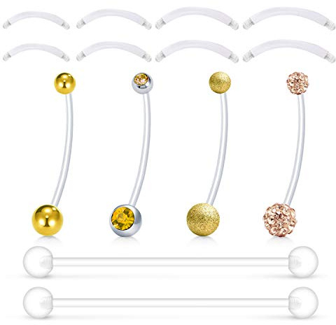 Mayhoop Piercing Ombligo Embarazo 14G Acrílico Flexible Claro con Barra como Reemplazo Retenedores Anillo Aro Ombligo Embarazo Mujeres Embarazadas Deportes Piercing Joyería