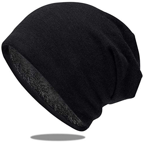 OCTERING Slouch Beanie Mütze Damen und Herren Baumwolle Elastisch Fleece-Futter Unisex