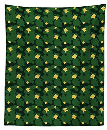 Ambesonne Lotus Flower Tapestry, Purity Simplistic Print of Pond Related Plantation and Flora Meadow Feels, Fabric Wall Hanging Decor for Bedroom Living Room Dorm, 23 X 28, Emerald Yellow