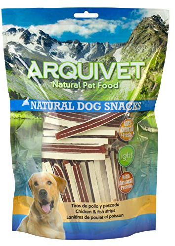 ARQUIVET Lanières de poulet et poisson 1 kg- 100% de collations naturelles pour chiens - produit léger, faible en matières grasses