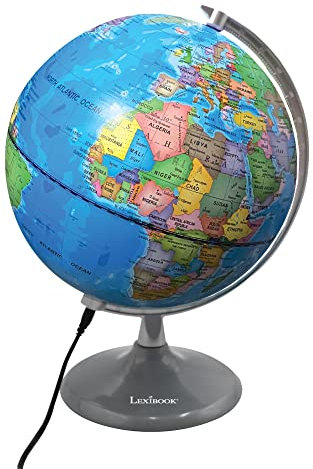 LEXIBOOK, Luminous Globe Planetarium, STEM, 2-in-1 Globe during the day, Constellation map at night, Blue/Black, NLJ185EN