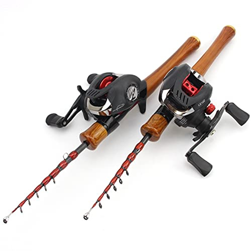 ZYDYZ Set di Canna da Pesca Telescopica in Fibra di Carbonio e Bobina di Casting - 1.6M/1.85M - Combo per Principianti per Bass
