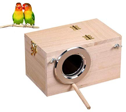 zmgmsmh Bird Nest Breeding Box Cage Wood House for Finch Lovebirds Cockatiel Budgie Conure Parrot, 8'' X 5'' X 5''