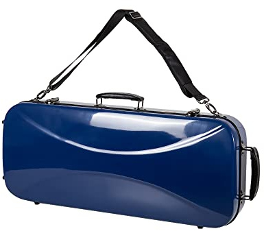 Crossrock Fiberglass Double Violin Case for Two Full-Size Violins with TSA Lock-Navy Blue (CRF2020DVNVBL)