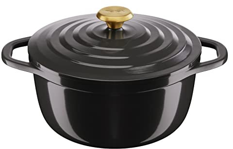 Tefal Cocotte Air Kochtopf, 24 cm, Aluguss, 4,7 l Fassungsvermögen, Keramikbeschichtung, zarte Ergebnisse, backofenfest und konventionell geeignet, auch Induktion, spülmaschinenfest