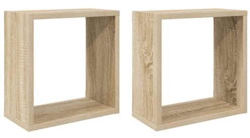 vidaXL 2X Würfelregal Wandregal Hängeregal Cube Lounge CD Regal Dekoregal Bücherregal Schweberegal Wandboard Regalwürfel Sonoma-Eiche 30x15x30cm