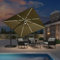 PURPLE LEAF Ampelschirm 300 x 300 cm Sonnenschirm mit LED Beleuchtung, Neigbar Kippbar Gartenschirm mit Kurbel, Aluminium Gestell, 360° Rotation, Beige