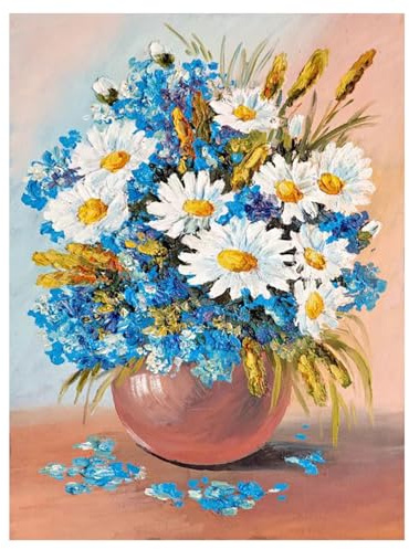 SHEGZHUC Diamond Painting Fiori in vaso 30 x 40 cm Diamond Painting Fiori Margherita Blu Bianco Diamond Painting Fiori in vetro Diamond Painting Vaso Bouquet Diamante Pittura Regalo Decorazione da