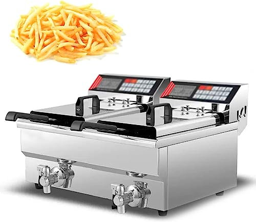 Electric Deep Fryer With Basket Stainless Steel Oil Fryer, Faucet Single Tank Deep Fat Fryer With Removable Basket And Heating Element, Temperature Setting, Kitchen, Fast Food(17lx2)