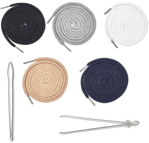 JYNARIX 5 PCS Drawstring Cord, Replacement Drawstring Cord for Pants, Hoodie Strings Replacement, 130 cm Universal Cord for Hoodies/Sweatpants/Sweaters/Jogging Bottoms