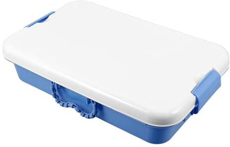 JOINPAYA Portable Sand Tray and Storage Box for Kids, Dark Blue Plastic Play Tray with Lid, Montessori Indoor and Outdoor Sandbox Organizer for Classroom and Toy Storage