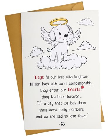 Gosknor Biglietto di Condoglianze per Cane, Biglietto di Lutto per La Perdita di Un Cane Biglietti Commemorativi per Animali Domestici Regali di Condoglianze per Gli Amanti Dei Cani