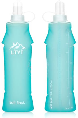 Meng Jiaran 1 Pack Soft Flask 500ml Running Water Bottle Collapsible Reusable Handheld Lightweight Water Pouch for Running Hiking Cycling Climbing Marathon