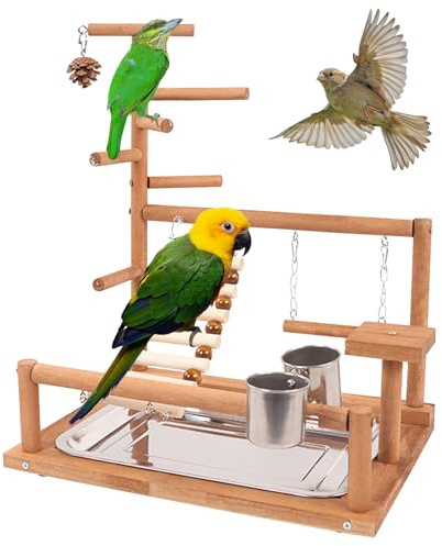 Parrot Playstand, Vögel Spielplatz, Wellensittich Spielzeug Vögel Spielplatz Papagei Spielplatz Papagei Vogelspielplatz Papageien-Spielständer Für Papageien, Finken, Nymphensittiche, Wellensittiche